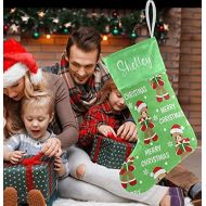XOZOTY Personalized Merry Christmas Bear Christmas Stockings Customized Xmas Festive Gifts Home Fireplace Decor 17.52 x 7.87 Inch