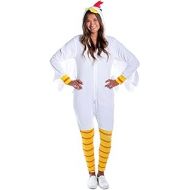 Tipsy Elves Women’s Chicken Costume - White Poultry Halloween Jumpsuit