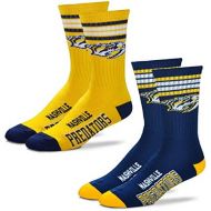 For Bare Feet Mens NHL (2-Pack)-4 Stripe Deuce Crew Socks-Size Large and Medium