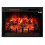 TURBRO in Flames 28 Inch in Wall Recessed Electric Fireplace Insert Realistic Wood Log, 3D Adjustable Flame Effects, Infrared Quartz, Thermostat, and Timer INF28 3D