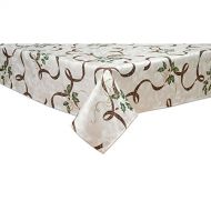 Lenox 7276084OBLMLT Holiday Nouveau Ribbon 60 by 84 Inch Oblong Tablecloth, 60 x 84, White