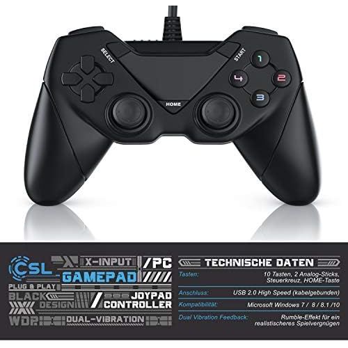  [아마존베스트]CSL-Computer CSL Gamepad for PC and Android Dual Vibration Plug and Play Controller with Direct Input X-Input Black