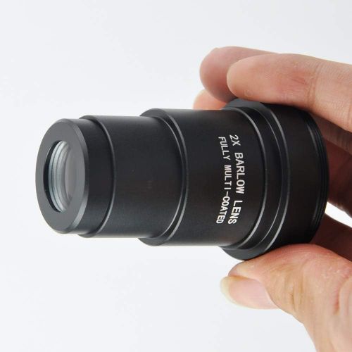  Gosky 1.25 Inch 2X Fully Blackened Metal Barlow Lens and Camera T Adapter for Telescopes Eyepiece - Accept 1.25inch Filters-Also Can Be Used for Astronomical Photography - Coated