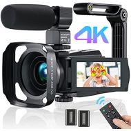 [아마존베스트]Videokamera Camcorder 4K, MELCAM Video Camcorder 30FPS fuer YouTube Vlogging Digitalkamera 16X Digital Zoom 3.0 IPS-Touchscreen IR Nachtsicht Camcorder mit Mikrofon,Fernbedienung,2