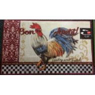 The Pecan Man BON APPETIT ROOSTER NATURAL TASTY AND FRESH , PRINTED KITCHEN RUG (non skid latex back) ,1Piece 18x30