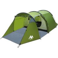 4 Person Tents for Camping, Ayamaya Tunnel Tent Camping with Vestibule 3-4 Person Waterproof, 2 Devided Rooms Bicycle Tent with Footprint for Bikepacking/Motorcycle Travel Hiking Mountaineering