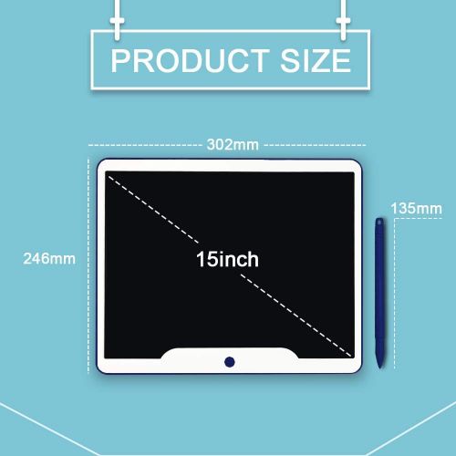  [아마존베스트]Richgv 15 Inch LCD Writing Tablet with Anti-Clearance Function and Pen, Digital Ewriter Graphic Tablets Writing Board Paperless Notepad Doodle Board (Blue)