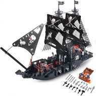 BRICK STORY Black Pirate Ship Building Kit with 5 Mini Pirates Figures, and 4 Skull Mini Toy Doll, Pirate Ships Toy Boat Building Blocks for Kids Boys Age 8 Years and Up ,809 Pcs