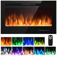 ARLIME 36” Recessed Electric Fireplace 750W/1500W Wall Mounted & in Wall, Smokeless Electric Stove Heater with Remote Control Touch Screen, 9 Flame Color, Temperature Control & Tim