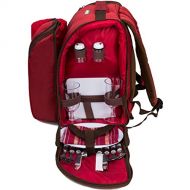 apollo walker 2 Person Red Picnic Backpack with Cooler Compartment Includes Tableware & Fleece Blanket 45x53(red)