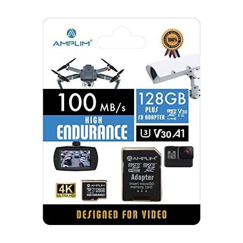  Amplim 128GB Micro SD Card, MicroSD Memory Plus Adapter, Extreme High Speed MicroSDXC SDXC U3 Class 10 V30 UHS-I TF Nintendo-Switch, Go Pro Hero, Surface, Phone Galaxy, Camera Secu