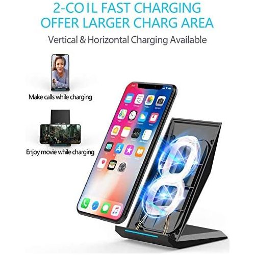  [아마존베스트]Fast Wireless Charger, NANAMI Qi Certified Wireless Charging Stand Compatible iPhone 12/SE 2020/11 Pro/XS Max/XR/X/8 Plus,Samsung Galaxy S20+ S10 S9 S8 S7 Edge Note 20Ultra/10/9/8