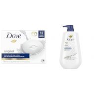 Dove Beauty Bar Cleanser for Gentle Soft Skin Care Original Made With 1/4 Moisturizing Cream 3.75 oz & Body Wash with Pump Deep Moisture For Dry Skin Moisturizing Skin Cleanser