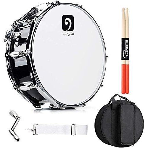  [아마존베스트]Vangoa Snare Drum 14 Inch Maple Wood Cavity Small Drum Acoustic Drum Snare Drums with Snare Wires, Carry Bag, Practice Pad, Drumsticks, Tuning Keys, Strap