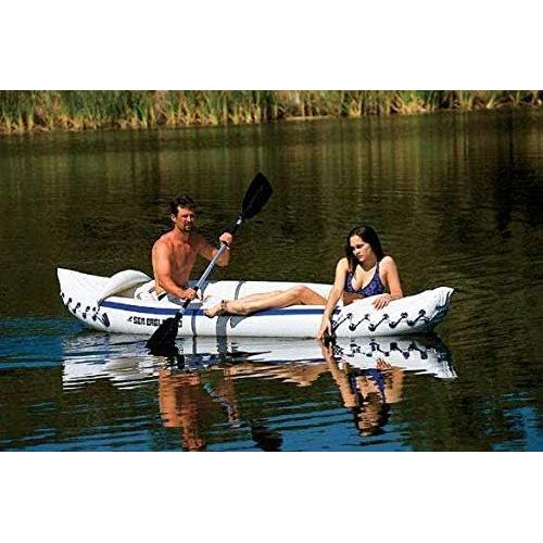 씨이글 SEA EAGLE 330 Professional 2 Person Inflatable Kayak Canoe w/ Paddles (2 Pack)