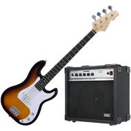 [아마존베스트]Rocktile Puncher Electric Bass Sunburst Set (Preci-Style Electric Bass Chrome, 22 Frets, with Bass Amplifier) Sunburst