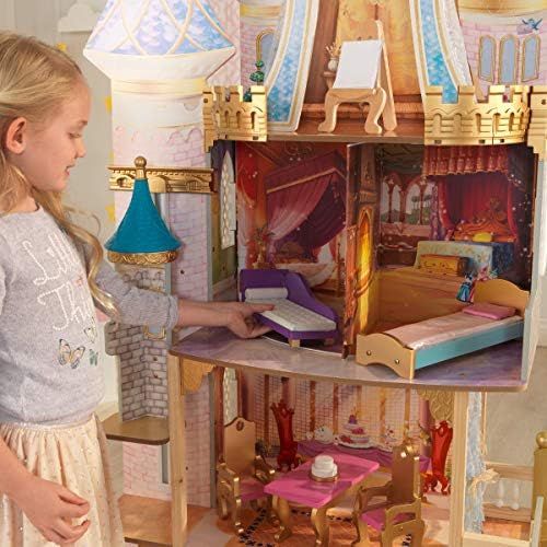 키드크래프트 KidKraft Disney Princess Royal Celebration Wooden Dollhouse with 10-Piece Accessories and Bonus Storybook Foldout Rooms, Gift for Ages 3+