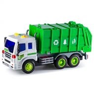 TOYMEMBER Toy Garbage Trucks for Toddlers and Boys - Durable?Toddler Recycling and Trash Toys - Green Trash Truck for Kids - Friction Powered Garbage Truck Toys with Lights and Sou