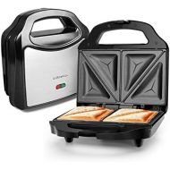 Aigostar Cieplo Steel 30CEX - Sandwich Toaster, 700 Watt, Toastplatten 23 x 13cm, BPA frei - Silber & Schwarz. EINWEGVERPACKUNG.