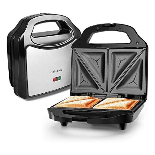  Aigostar Cieplo Steel 30CEX - Sandwich Toaster, 700 Watt, Toastplatten 23 x 13cm, BPA frei - Silber & Schwarz. EINWEGVERPACKUNG.