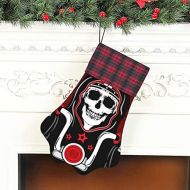 N/A Personalized Dog Stockings Christmas, Skull and Motorcycle Cute Pet Paw Hanging Christmas Stocking Large for Cat Dog Xmas Family Fireplace Decorations Holiday Season Decor
