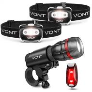 Vont 2-Pack Spark Headlamp + 1Pc Bike Light Bundle - Best Lighting Set for Your Outdoor and Night Activities Like Camping, Biking, Hunting, Backpacking - Must-Have for Power Outage