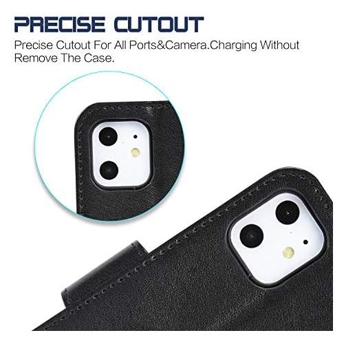  [아마존베스트]Arae Case for iPhone 11 PU Leather Wallet Case Cover [Stand Feature] with Wrist Strap and [4-Slots] ID&Credit Cards Pocket for iPhone 11 6.1 inch 2019 Released (Azure)