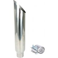 5 inch Inlet 8 inch Outlet Polished Stainless Miter Cut Diesel Exhaust Stack(Stack Smokers 5 inch ID Inlet 36 inch Long With Clamp), Silver