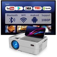 ZCGIOBN Mini WiFi Bluetooth Projector,1080P Supported Portable Outdoor Movie Projector with Wireless Screen Mirroring/Zoom,HD Home Theater Video Projector for HDMI,USB,VGA,PC,TV Stick,DVD,