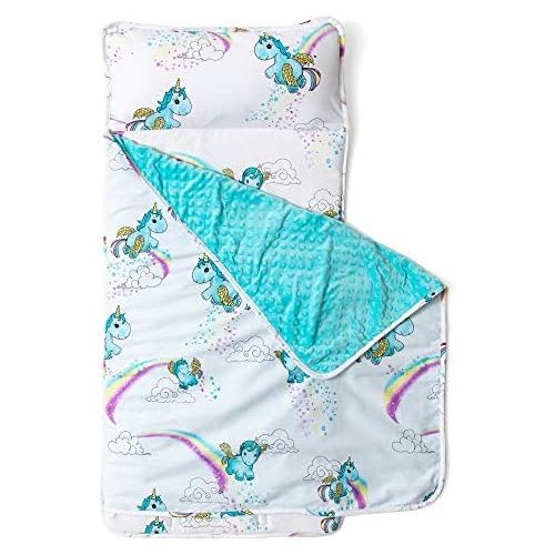  [아마존베스트]JumpOff Jo  Toddler Nap Mat  Children’s Sleeping Bag with Removable Pillow for Preschool, Daycare, Sleepovers  Original Design: Unicorn Pixie Dust - 43 x 21 inches