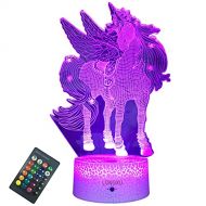 [아마존베스트]LONGXU Unicorn Gifts Lamps Night Lights for Kids Night Light with Remote & Smart Touch 7 Colors + 16 Colors Changing Dimmable Unicorn Toys 3 4 5 6 7 8 9 Year Old Girl Gifts (Unicor