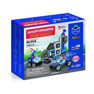 Magformers Amazing Police 50Piece, Wheels, Blue Red Colors, Educational Magnetic Geometric Shapes Tiles Building STEM Toy Set Ages 3+