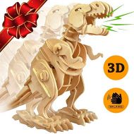 ROKR Walking Trex Dinosaur 3D Wooden Puzzle Building Craft Kit T-Rex Toy for Kids,Sound Control Robot Model for Children 7 8 9 10 11 12 Year Old-Best Educational Gifts for Boys and