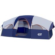CAMPROS CP CAMPROS Tent-8-Person-Camping-Tents, Waterproof Windproof Family Tent, 5 Large Mesh Windows, Double Layer, Divided Curtain for Separated Room, Portable with Carry Bag
