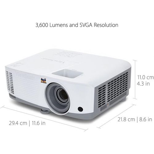  ViewSonic 3800 Lumens SVGA High Brightness Projector for Home and Office with HDMI Vertical Keystone and 1080p Support (PA503S), White/gray