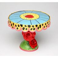 ATD 9 Inch Multicolored Cake Stand with Rose Flowers and Leopard Design