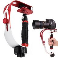 AFUNTA Pro Handheld Video DSLR Camera Stabilizer Steady Compatible GoPro Cannon Nikon Sony Camera Cam Camcorder DV Smartphone up to 2.1 lbs with Smooth Pro Steady Glide -Red/Silver