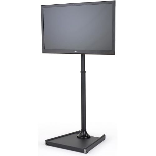  [아마존베스트]Displays2go Height Adjustable TV Stand with Wheels and Mounting Hardware Kit  Black (MBCONFSTBK)