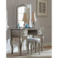 Hillsdale Furniture 30540NDV Kensington Writing Desk with Vanity Mirror Antique Silver
