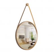 LAXF-Mirrors Wall Mirror with Hanging Chain, Table Mirror Centerpiece, Metal Framed Round Vanity Mirror Wall Hanging Mirror Gold