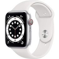 Apple Watch Series 6 (GPS + Cellular, 44mm) - Silver Aluminum Case with White Sport Band (Renewed)