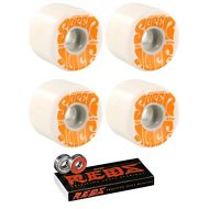 OJ Wheels 60mm Super Juice White Longboard Skateboard Wheels - 78a with Bones Bearings - 8mm Bones Reds Precision Skate Rated Skateboard Bearings - Bundle of 2 Items