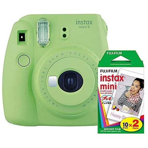 후지필름 Fujifilm Instax Mini 9 Instant Camera (Lime Green) with Film Twin Pack Bundle (2 Items)