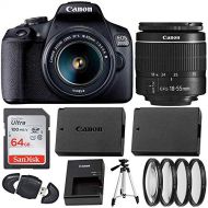 Canon EOS 2000D (Rebel T7) Digital SLR Camera with 18-55mm DC III Lens Kit (Black) Professional Accessory Bundle Package Includes: SanDisk Ultra 64GB SDXC Memory Card + 50’’ Tripod