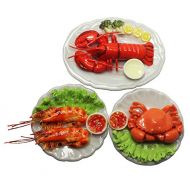 ThaiHonest 3 Assorted Dollhouse Miniature Mix Seafood with Lobster,Tiny Food Dollhouse Accessories for Collectibles