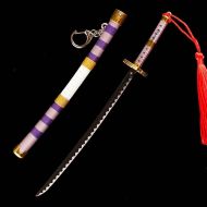 QHWJ Gift Props Sword Prop Keychain Toy Anime Ninja Knife Weapon Prop Katana Toys Model Keyring, for ONE Piece Roronoa Zoro 3rd GEN of Oni Toru, Katana Samurai Sword Prop Key Chain