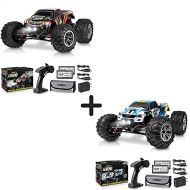 LAEGENDARY 1:10 Scale Large RC Cars 50+ kmh Speed - Boys Remote Control Car 4x4 Off Road Monster Truck Electric - All Terrain Waterproof Toys Trucks for Kids and Adults - Black-Red and Blue-Y