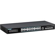 YuanLey 28 Port Gigabit Managed Switch with 24 10/100/1000Mbps RJ45 Ports, 4X 10Gbps SFP+, L3 Smart Managment Ethernet Switch, VLAN, QoS, ACL, SSL, Fanless, Compatible for Tp-Link, Netgear