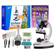 [아마존베스트]AmScope 1200X 52-pcs Kids Student Beginner Microscope Kit with Slides, LED Light, Storage Box and BookThe World of The Microscope