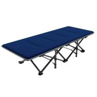 ICampingbed Portable Folding Camping Cots- Extra Wide Sturdy Comfortable Sleeping w/Pillow Mat, Lightweight Guest Bed- for Adults Camp Office Fishing Heavy Duty Design Holds Up to 400 Lbs
